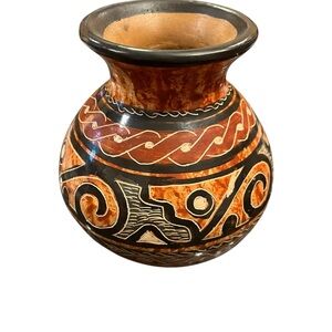 Vintage Handcrafted Decorative Vase with Tribal Patterns